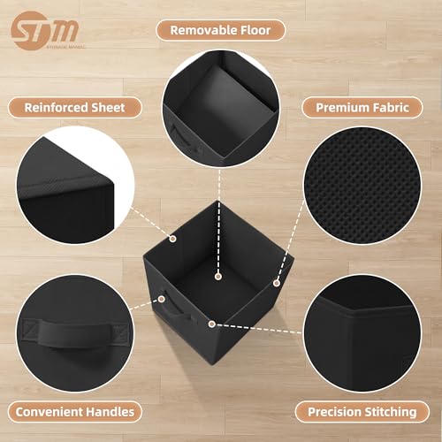 Black Fabric Storage Cubes - 11 Inch Collapsible Shelf Bins, 10 Pack