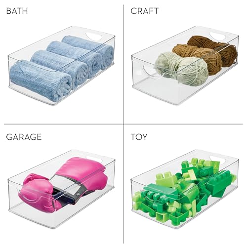 iDesign 2-Pack Extra Long Clear Plastic Storage Bins for Pantry & Kitchen