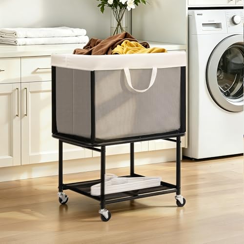 STO Rolling Laundry Hamper with Lockable Wheels, 29-Gallon (110L)
