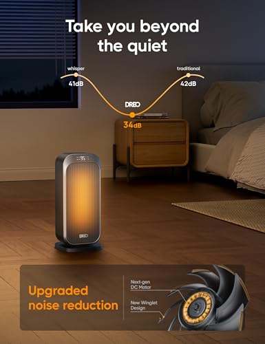 DREO Silver 1500W Portable Space Heater with Remote for Indoor Use