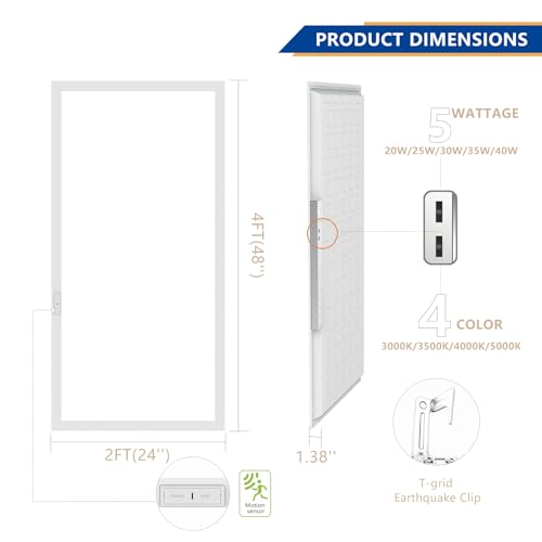 RMCLUX 2x4 LED Panel Light 7500 Lumens Dimmable 4CCT, 2-Pack