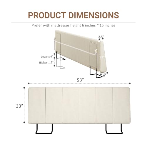 Full Size Headboard Beige - No Assembly Required, Compatible with Most Bed Frames