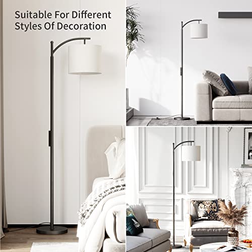 SUNMORY Arc Floor Lamp with Remote Control & 9W Bulb - Black, Dimmable, Rotatable
