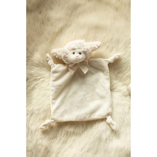 Bearington Baby Wee Lamby, 8 x 7 Inch Small Lamb Stuffed Animal, Security Blanket Baby Lovey, Baptism Gift