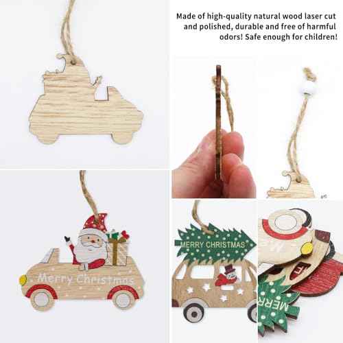 Christmas Ornaments 9pcs Farmhouse Rustic Wooden Christmas Tree Decorations for Garlands Outdoor Winter & New Year Holiday Party Supplies