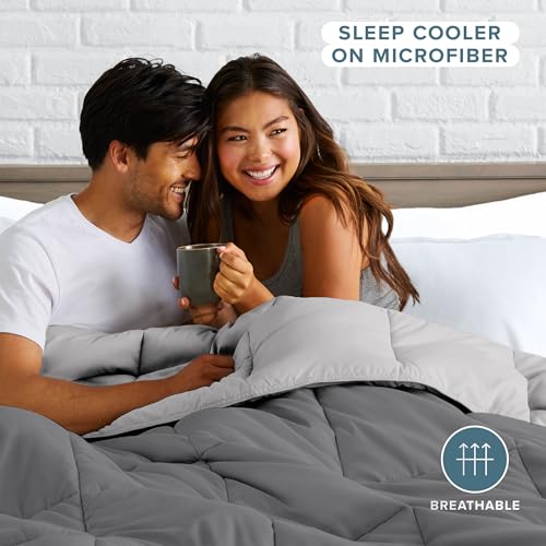 Bare Home Reversible Comforter Full Grey/Light Grey - Ultra-Soft Bedding