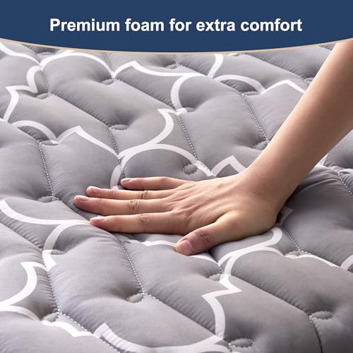 Feisaibaoly 6th Gen Japanese Floor Futon Mattress Grey Full XL 54"x80" - Extra-Thick 9-Layer Supportive Foam Bed