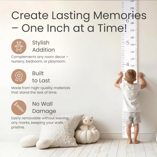 Kids Growth Chart Wall Decal - Height Measurement Ruler for Nursery & Bedroom