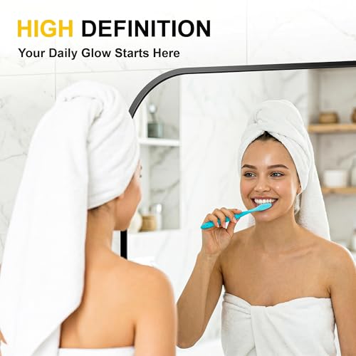 LAWADA Black Bathroom Vanity Mirror 50x30 Inch HD Safety Glass Wall Mount with Frame