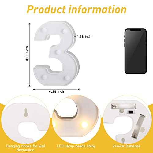 Mudder Decorative Number 30 LED Light up Letters 30th Alphabet Birthday Table Decorations Light up Letters Sign for Anniversary Wedding, Birthday, Party, Christmas Home Decor(30)