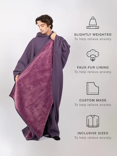 FREE THE SHEEP Eden Oversized Weighted Hoodie Cloak with Faux Fur Liner - Arcane, 5'7-5'10"