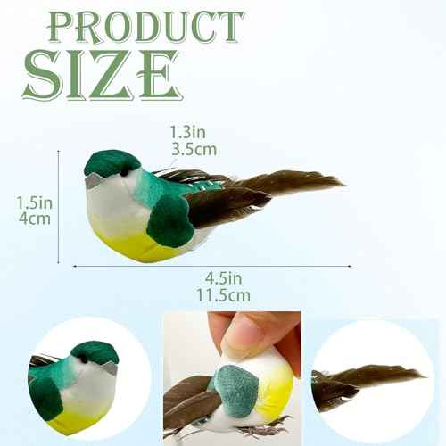 12pcs Artificial Birds for Crafts Decorative Christmas Tree Ornaments Yard Patio Wreath Designs Flower Floral Arrangements Garden Home Decor (Claw Birds)