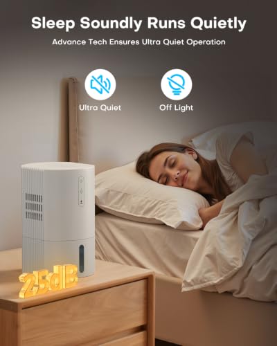 Small Dehumidifier with 35oz Tank - Quiet 25dB for Bedroom, Bathroom, Closet - Erizolt