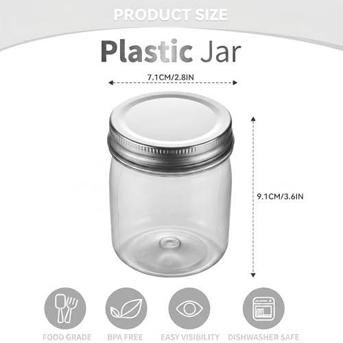 Novelinks Silver 8 oz Plastic Mason Jars - 32 Pack with Lids, BPA-Free Kitchen Storage
