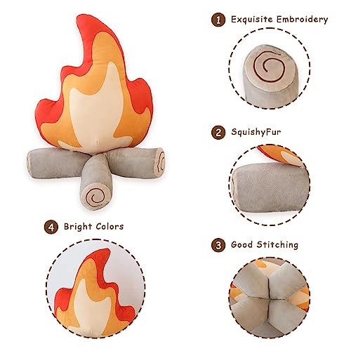 Funny Campfire Plush,17.7 in Simulation Fake Campfire Pillow, Soft Stuffed Cartoon Fire Doll Campfire Firewood Toys, Simulation Bonfire Plush Toy for Outdoor Camping Room Decor Kids Gifts (11.8 in)-1