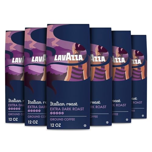 Dark Roast Ground Coffee - 6 Pack of 12oz Arabica Beans for Drip Brewers
