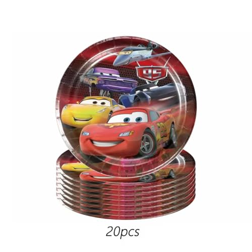 Cars Theme Birthday Party Supplies Set with Plates Cups Utensils Napkins & Tablecloth