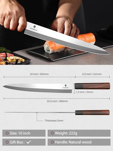 10 Inch Sushi Knife - High Carbon Japanese Steel Sashimi Knife