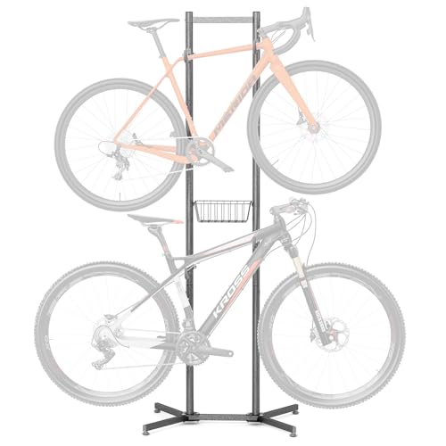 2-Bike Storage Rack with Basket - Indoor Garage & Apartment Bike Stand - CXWXC
