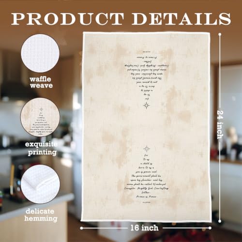 Christian Christmas Kitchen Towel - Bible Verse Waffle Hand Towel 16x24 - Isaiah 9:6 - Variation: Christian- 11