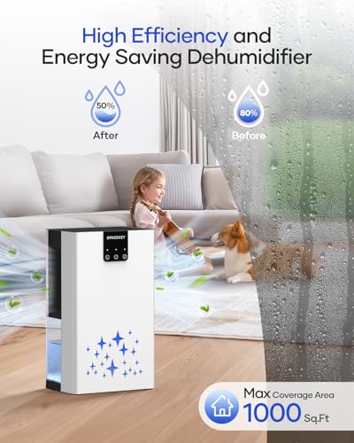 White 95 Oz Water Tank Dehumidifier for Home with Auto Shut Off & 7 Color Night Light