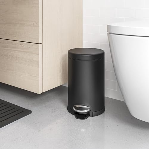 simplehuman 4.5L Matte Black Round Step Trash Can with Silent Close Lid