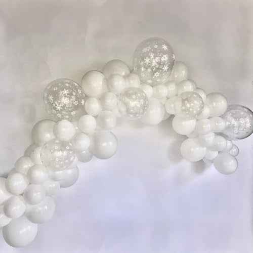 Snowflake Balloons 12 Inch Winter Wonderland Balloon Transparent Snowflake Latex Party Balloons Clear for Merry Christmas Xmas Snow Winter Baby Shower Princess Holiday Birthday Party Decoration