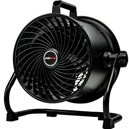 ECOMAX 10 Inch High Velocity Industrial Drum Fan - Ultra-Quiet, Adjustable Speed