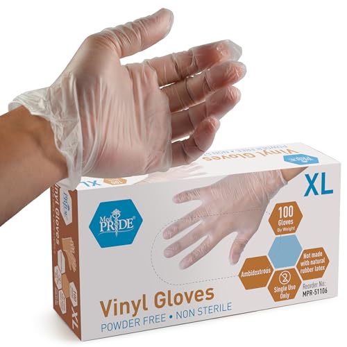 Vinyl Disposable Gloves Large Pack of 1000 Clear - Powder-Free, Ambidextrous