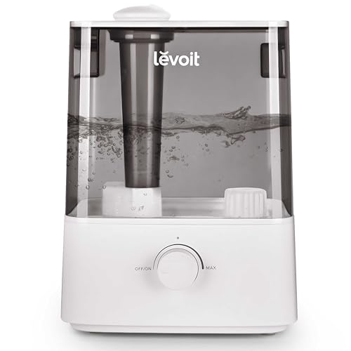 Levoit Ultrasonic Top Fill Humidifier with 6L Tank & Knob Control - Gray