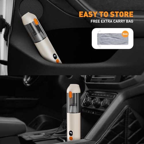 Beige 4-in-1 Cordless Car & Home Handheld Vacuum with 14000PA Suction