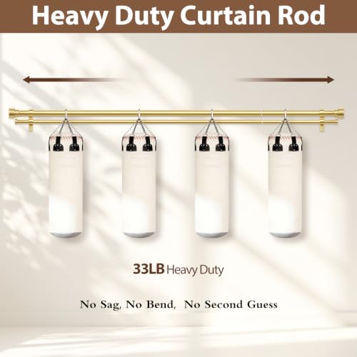 TONIAL Gold Double Curtain Rods for Windows 72-150 Inch - Simple Finials