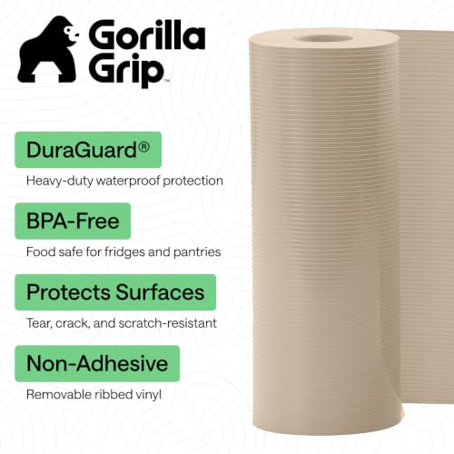 Gorilla Grip Waterproof Non-Adhesive Shelf Liner 12x10ft, Beige