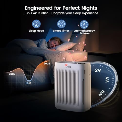 LUNINO Grey Large Room Air Purifier with H13 HEPA Filter, Covers 3000 Sq Ft