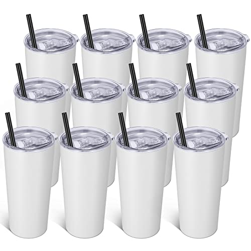 VEGOND 20oz White Stainless Steel Insulated Travel Mug Bulk Pack of 12