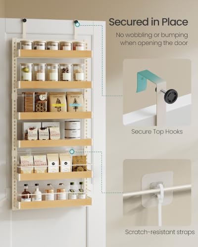 Matte White 6-Tier Over-the-Door Pantry Organizer - Adjustable Spice Rack