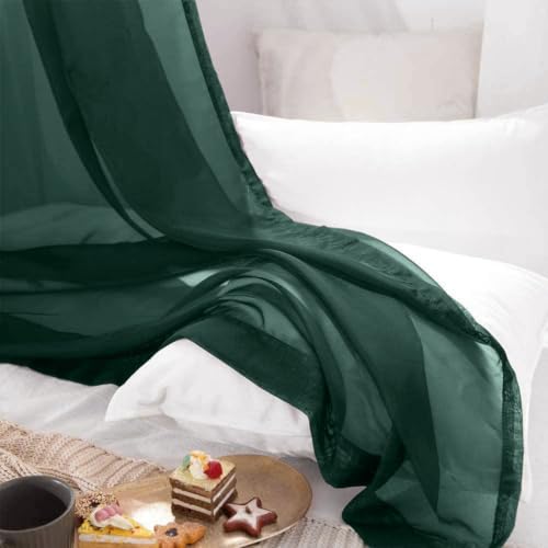 MIULEE Christmas Sheer Window Scarf Valance 54x144 Hunter Green - One Panel