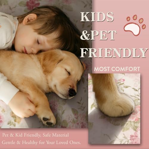 5x7 Pink Vintage Floral Washable Rug - Bedroom, Living Room, Kids Playroom