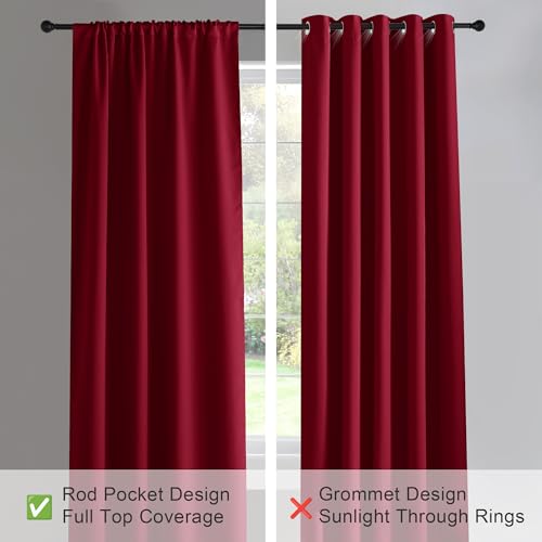 PONY DANCE 42W x 40L Burgundy Red Blackout Curtains, 2 Panels, Thermal Insulated Rod Pocket