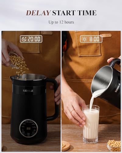 KIDISLE Black 32oz Automatic Nut Milk Maker Machine, Self-Cleaning & Delay Start