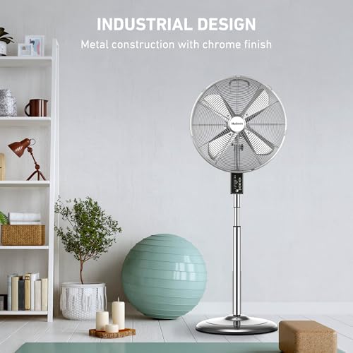 16-Inch Digital Oscillating Metal Stand Fan with Remote Control - 3 Speed Settings, Adjustable Height