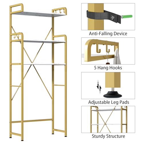 Over The Toilet Storage Rack with 3-Tier Shelves, Space Saver Shelf,