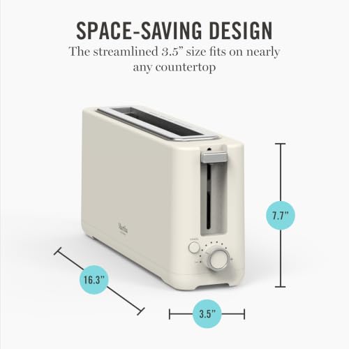 Martha Stewart 2-Slice Long Slot Toaster Linen Cream - Wide, Space-Saving Design