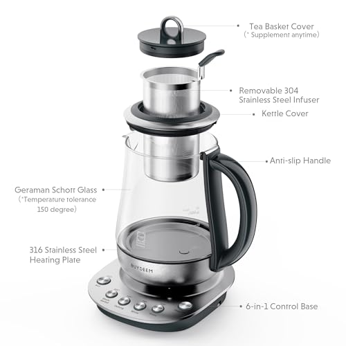 Tea Maker 1.3 Quarts with 5 Temperature Settings, Removable Infuser, Auto Keep Warm