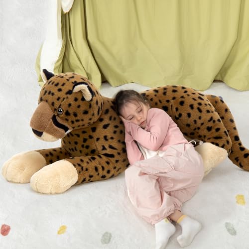 MaoGoLan Large Yellow Cheetah Plush Toy - 53 Inch Giant Stuffed Animal for Kids & Gifts