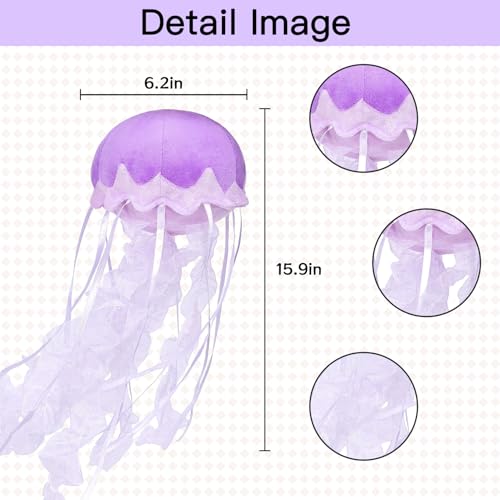 Jellyfish Plush, Jellyfish Stuffed Animal Toy, Simulation Cute Purple Jelly Fish Plush Pillow Room Decor Toy, Unique Plush Gifts for Kids Cute