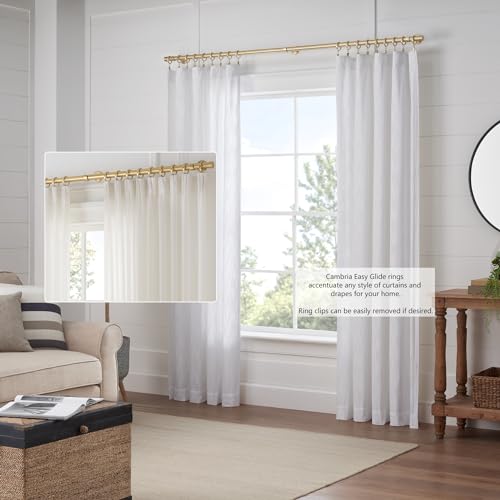 MODE Cambria 2-Inch Diameter Brushed Gold Curtain Rings - Set of 18, Large 2"