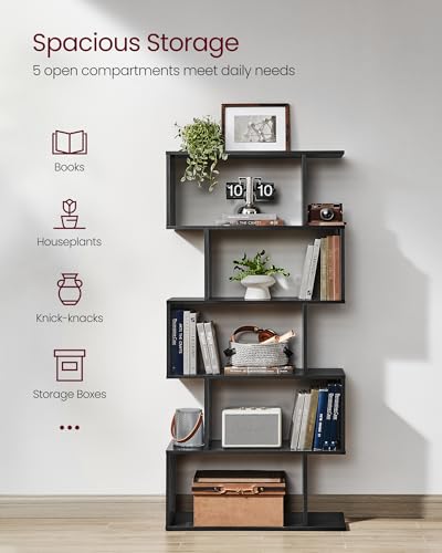 VASAGLE 5-Tier Bookcase, Open Storage, 27.6 x 9.5 62.6 Inches