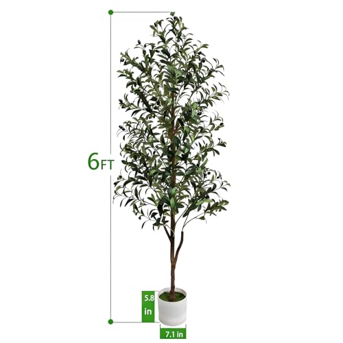 ENLETRAN 6FT Artificial Olive Tree with Pot - Realistic Indoor Faux Tree for Home & Office Decor