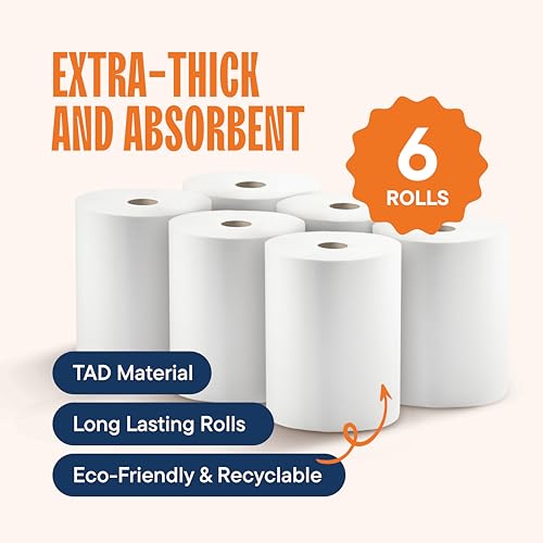 Industrial Paper Towels 10x800 White Roll Towels - High Capacity, Touchless Dispenser Ready